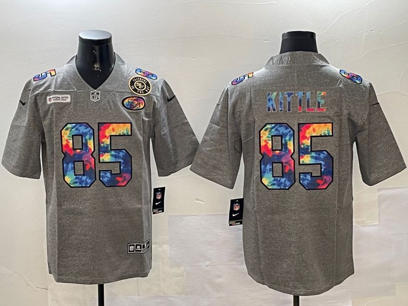Men San Francisco 49ers #85 Kittle Grey Rainbow 2024 Nike Limited NFL Jersey style 2